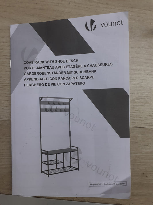 VOUNOT Garderobenständer, Kleiderständer, 3 Ebenen mit 9 Haken, I23712