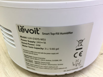 LEVOIT 3L Top Fill Humidifier LUH-D301S, I31938 
