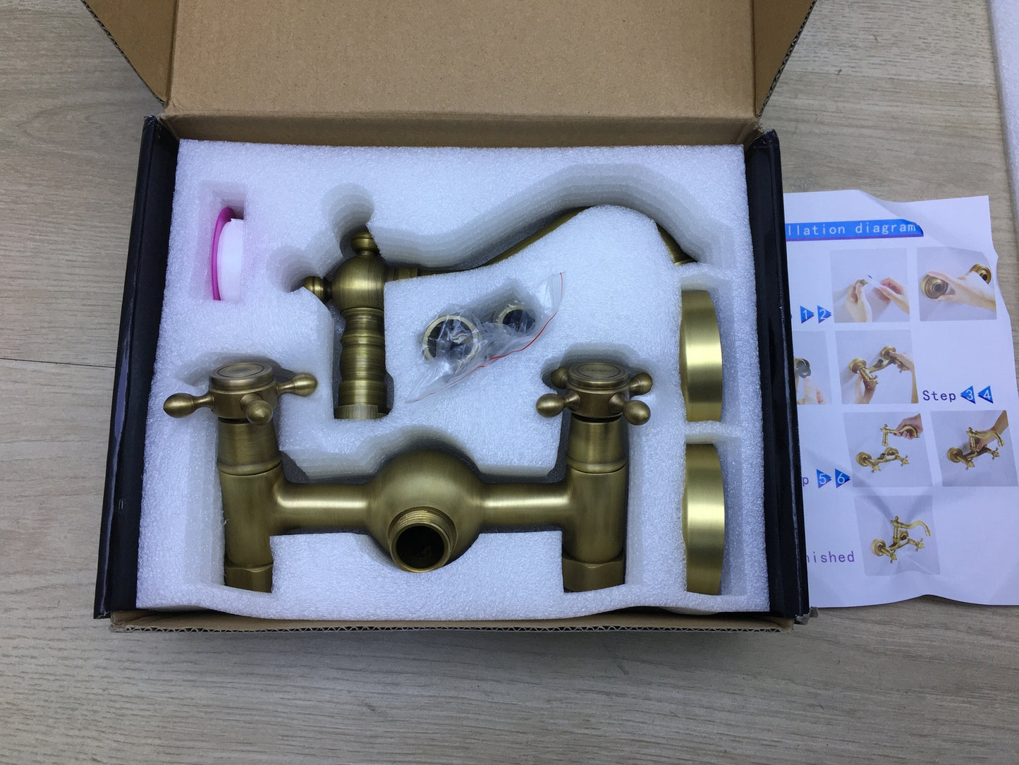 Antikes Kupfer-Wasserhahn für die Küche, klassisch, Doppelhebel, I19511