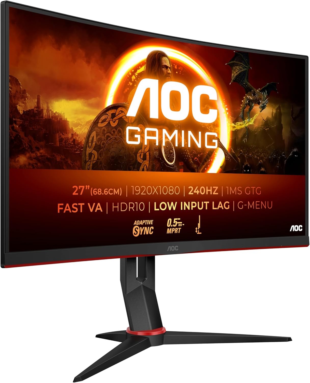 AOC C27G2Z3/BK Monitor 27" FHD 1920x1080 HDR10 DP HDMI Adaptive Sync 280Hz 0.5ms 