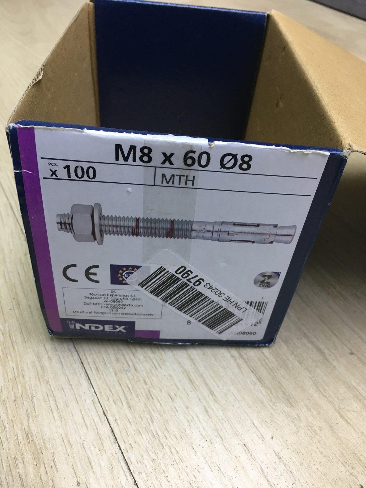 Index AH08060 Fixing Systems MTH Verankerungen M8 x 60 Ø8, 100 Stück, I31283