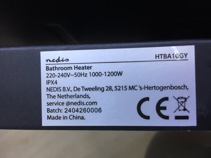 Nedis HTBA10GY Bathroom Heater, I29483 