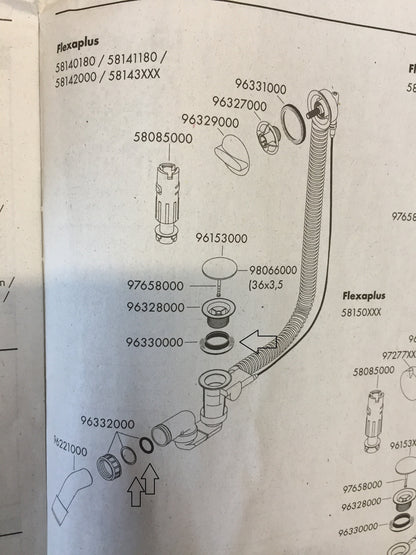 Hansgrohe Flexaplus Komplettset Ab- und Überlaufgarnitur 58143000, I13141