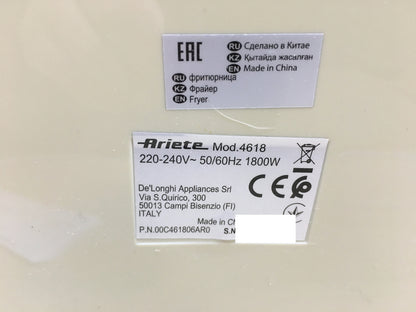Ariete 4618 Hot Air Fryer, 7 L, 1800W, Beige, I29196