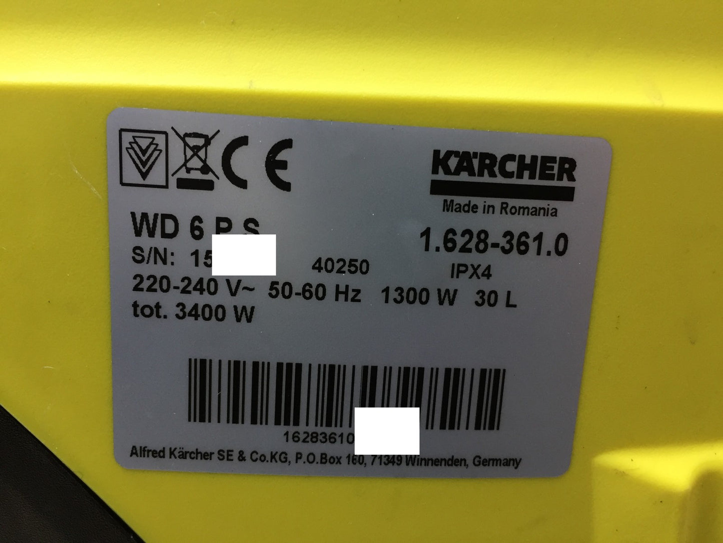 Kärcher WD 6 P S Premium Nass-/Trockensauger (1.628-361.0), 30 L, 1300W, I34090