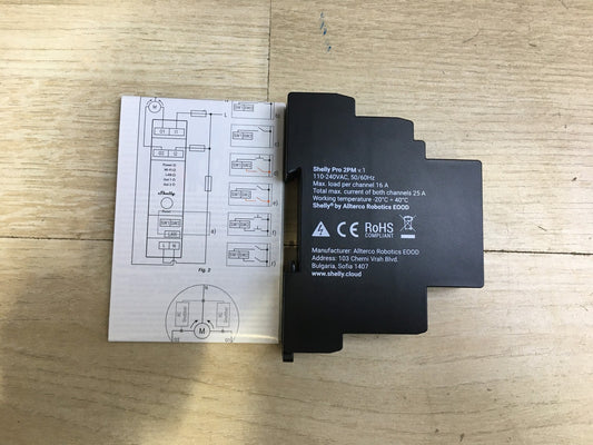 Shelly Pro 2PM WiFi, LAN &amp; Bluetooth 2 Channel Smart Relay Switch, I33372 