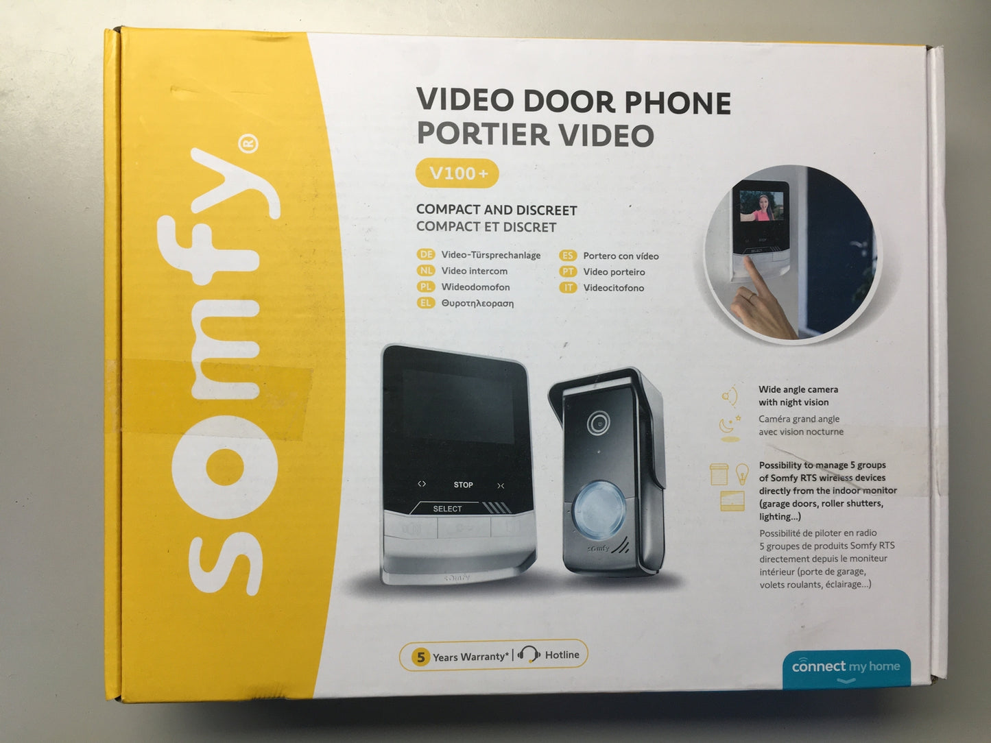 Somfy 1870535 V100+ Video Gegensprechanlage, 4,3 Zoll Monitor Nachtsicht, I10612