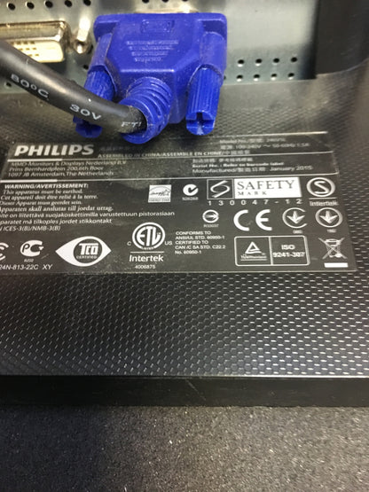 Philips 246V5LSB/00 Monitor 24" FHD 1920x1080 VGA DVI LED 60Hz 5ms matt black 