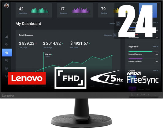 Lenovo D24-45 Monitor 23,8" FHD 1920x1080 VA Panel HDMI VGA AMD FreeSync 75Hz