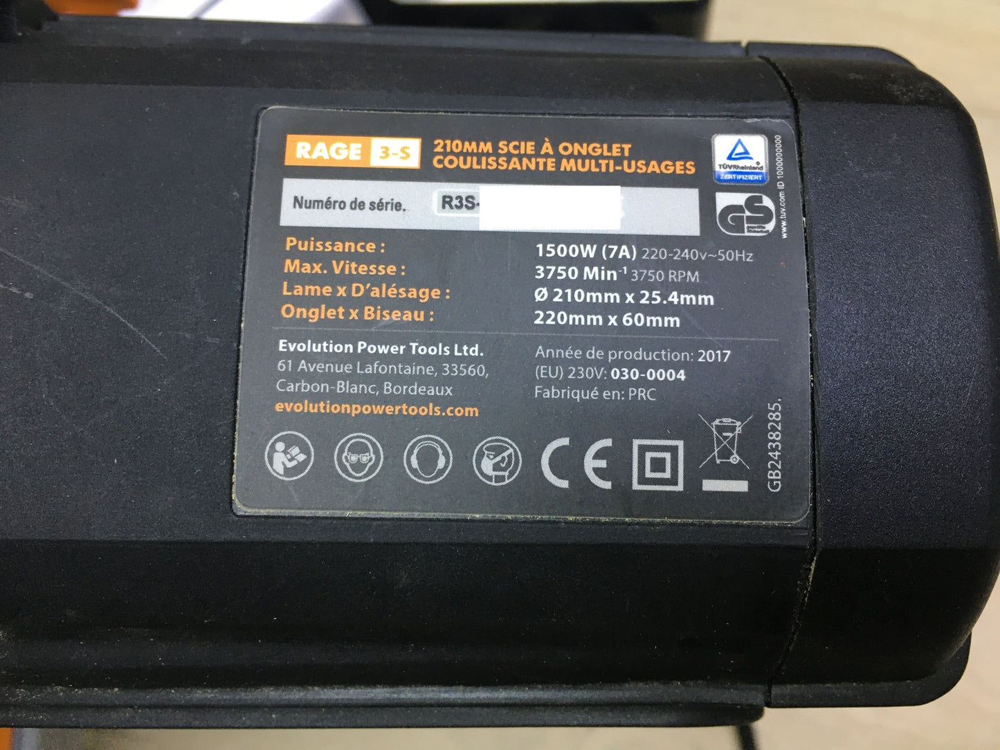 Evolution Rage 3S Gehrungssäge, 210 mm, I31523