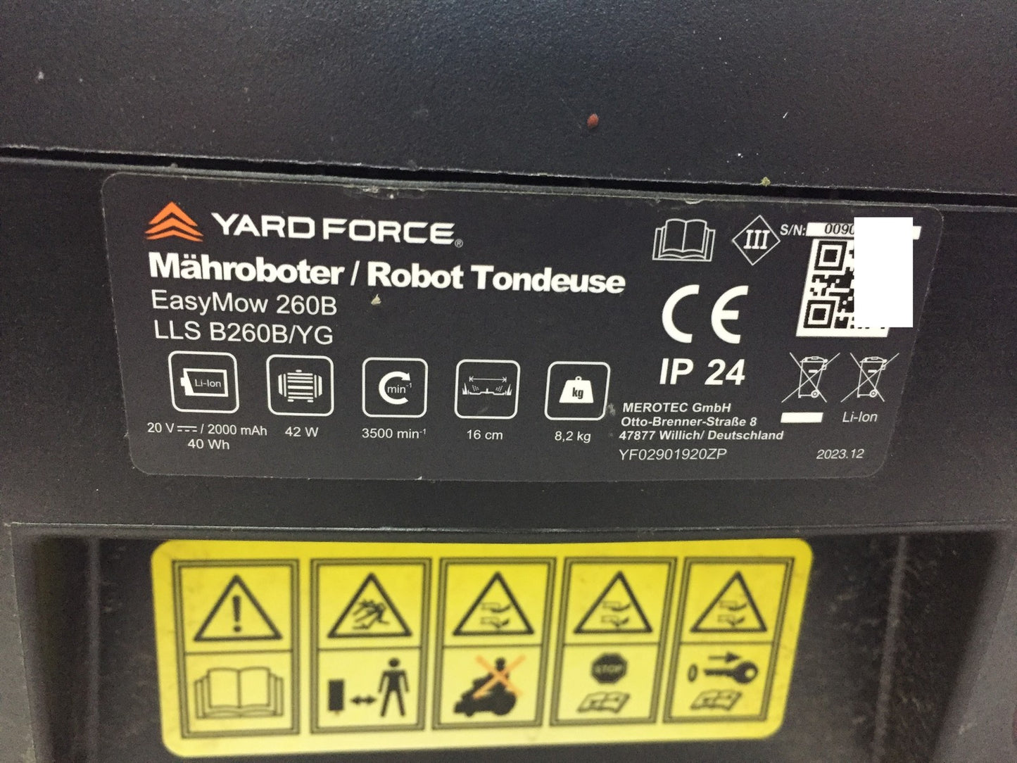 Yard FORCE Mähroboter EasyMow 260B bis zu 260 qm, I33512