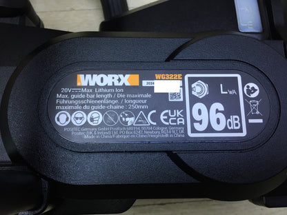 WORX WG322E Akku-Kettensäge 20V Solo, 25 cm Schnittlänge, I33300