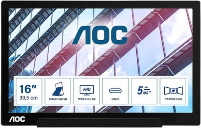 AOC I1601P portable monitor 15.6" FHD 1920x1080 IPS USB-C 60Hz black