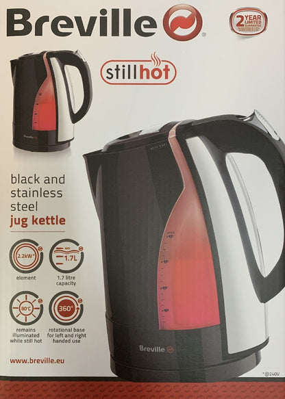 Breville VKJ788X Wasserkocher 2200 Watt 1,7 Liter Schwarz NEU