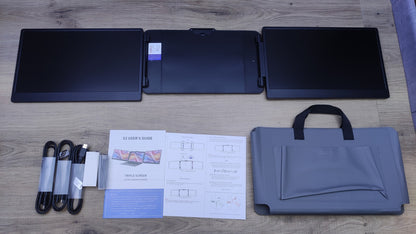 Kwumsy S2 Triple Monitor Erweiterung für Laptop 14" FHD 1920x1080 USB-C HDMI