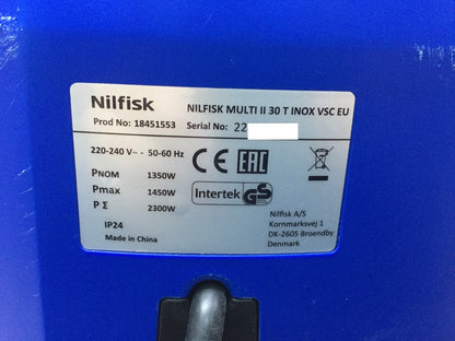 Nilfisk Multi II 30 T INOX VSC Nass-/Trockensauger, Innen- & Außenbereich I33634