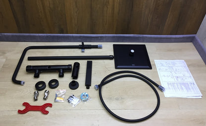 JOHO Duschset mit Thermostat aus Edelstahl matt schwarz, 25x25cm, I33366