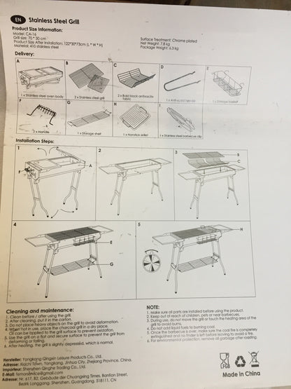 Yongkong CA-16 Gartengrill Edelstahl I13496