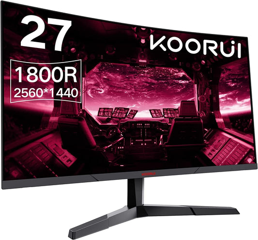 Koorui 27E6QC Gaming Monitor 27" QHD 2560x1440 HDMI DP AMD FreeSync 144Hz 1800R 