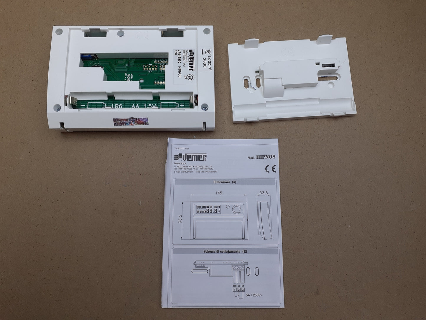 Vemer VE013900 Thermostat mit Schiebern, Hipnos, Täglich, Wandmontage, I05693