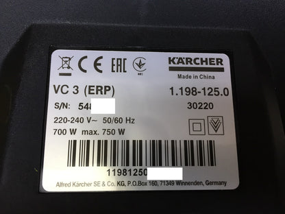 Kärcher VC3 Bodenstaubsauger (1.198-125.0), I33900