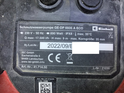 Einhell GE-DP 6935 A ECO Elektro-Schmutzwassertauchpumpe (4171450), I33117