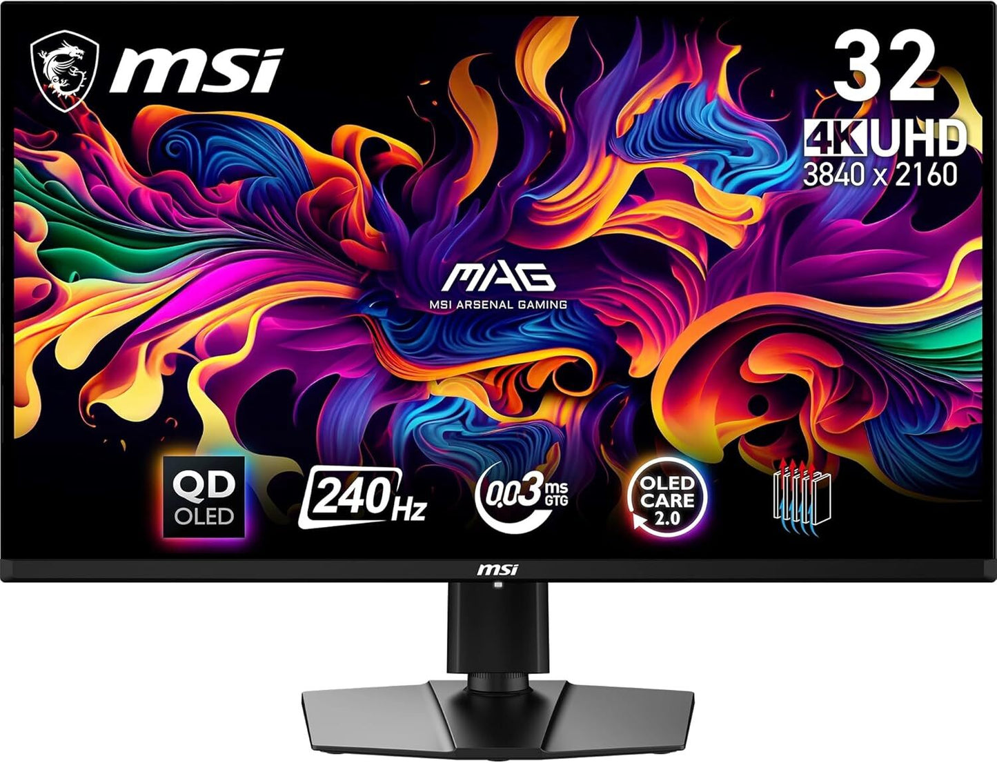 MSI MAG 321UPX QD-OLED 4K Gaming Monitor 31.5" 3840x2160 HDR Adaptive Sync 240Hz 