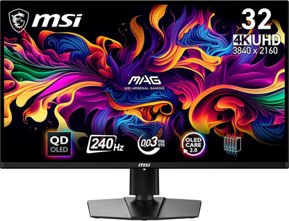 MSI MAG 321UPX QD-OLED 4K Gaming Monitor 31.5" 3840x2160 HDR Adaptive Sync 240Hz 