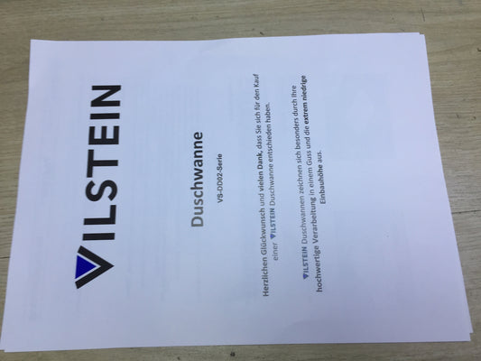 VILSTEIN Duschwanne 120x90 cm, Steinoptik, Flach, Antirutsch, I31765