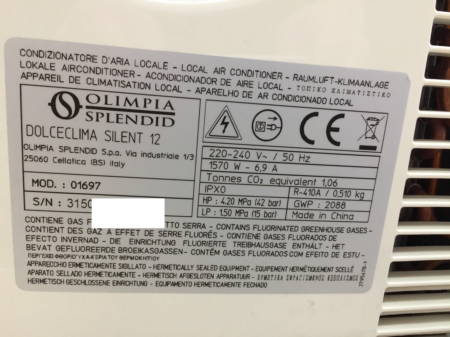 Olimpia Splendid Mobiles Klimagerät Dolceclima Silent 12 EEK: A, I32884