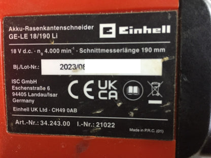 Einhell Expert GE-LE 18/190 Li Akku-Rasenkantenschere solo (3424300), I33993