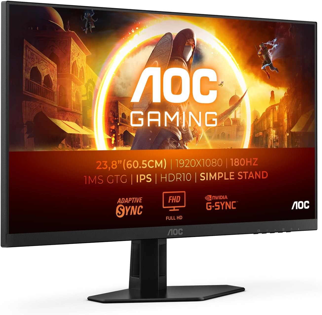AOC 24G4XE Monitor 23.8" FHD 1920x1080 HDR10 DP HDMI NVIDIA G-Sync 180Hz 0.5ms