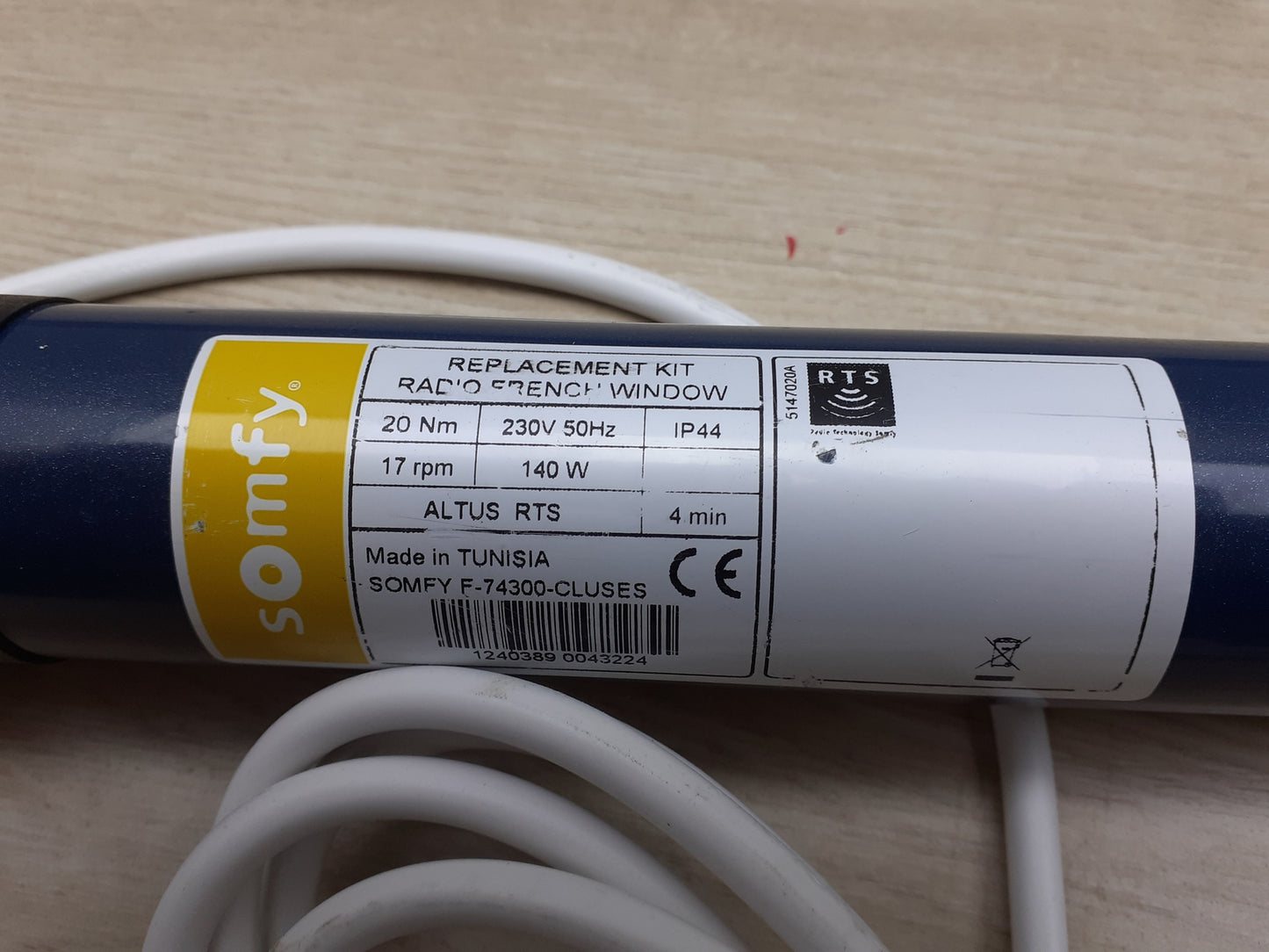 Somfy 1240389 Rollladenmotor Ersatz-Kit Altus RTS, I17292