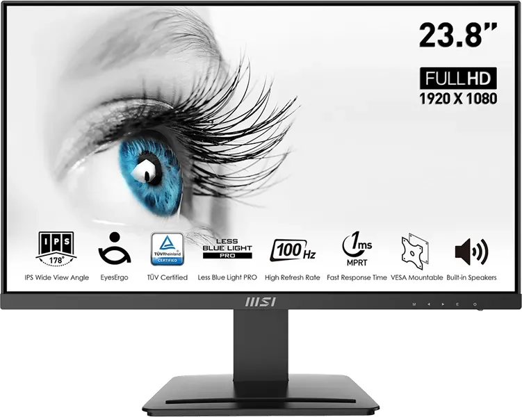 MSI PRO MP243X Monitor 23.8" FHD 1920x1080 IPS HDMI DP AMD FreeSync 100Hz 1ms 