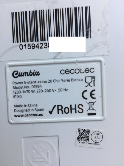 Cecotec Power Instant-ccino 20 Chic Serie Bianca Coffee Machine (01594), I29211