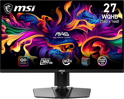 MSI MAG 271QPX QD-OLED Monitor 26.5" WQHD 2560x1440 HDR Adaptive Sync 360Hz