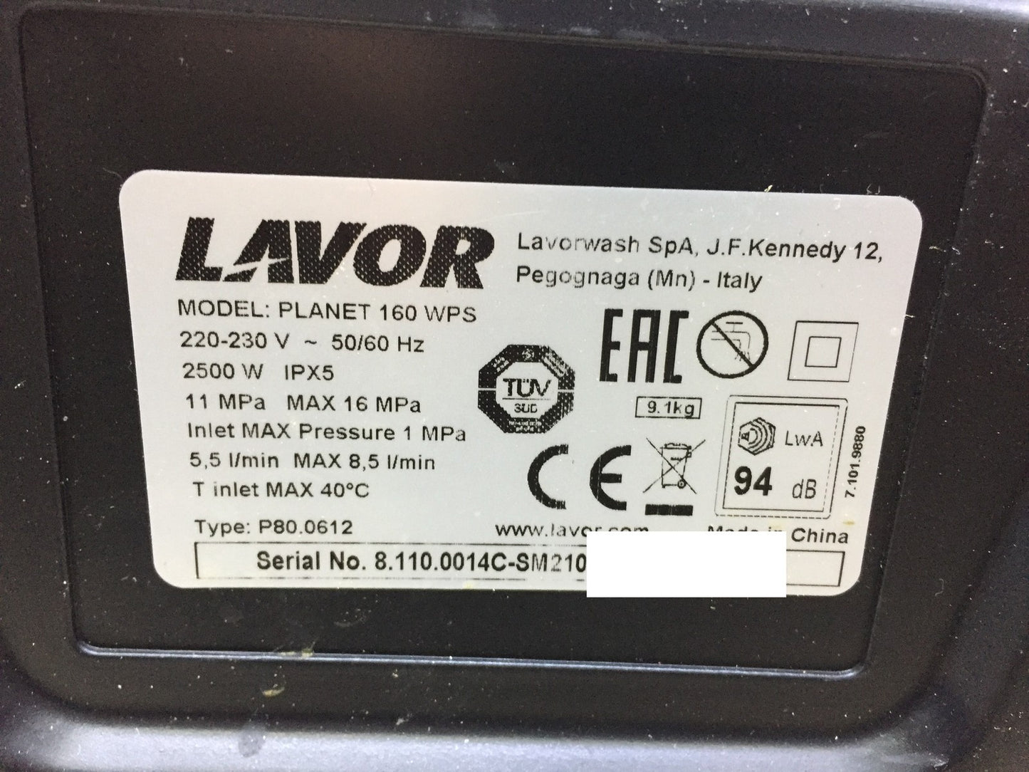 Lavor 8.110.0014C Hochdruckreiniger Planet 160 WPS, I34027