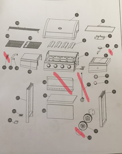 Amig Fireplus 4F Gas Grill 4+1 with 9.3 kW, Black, Stainless Steel, I33104