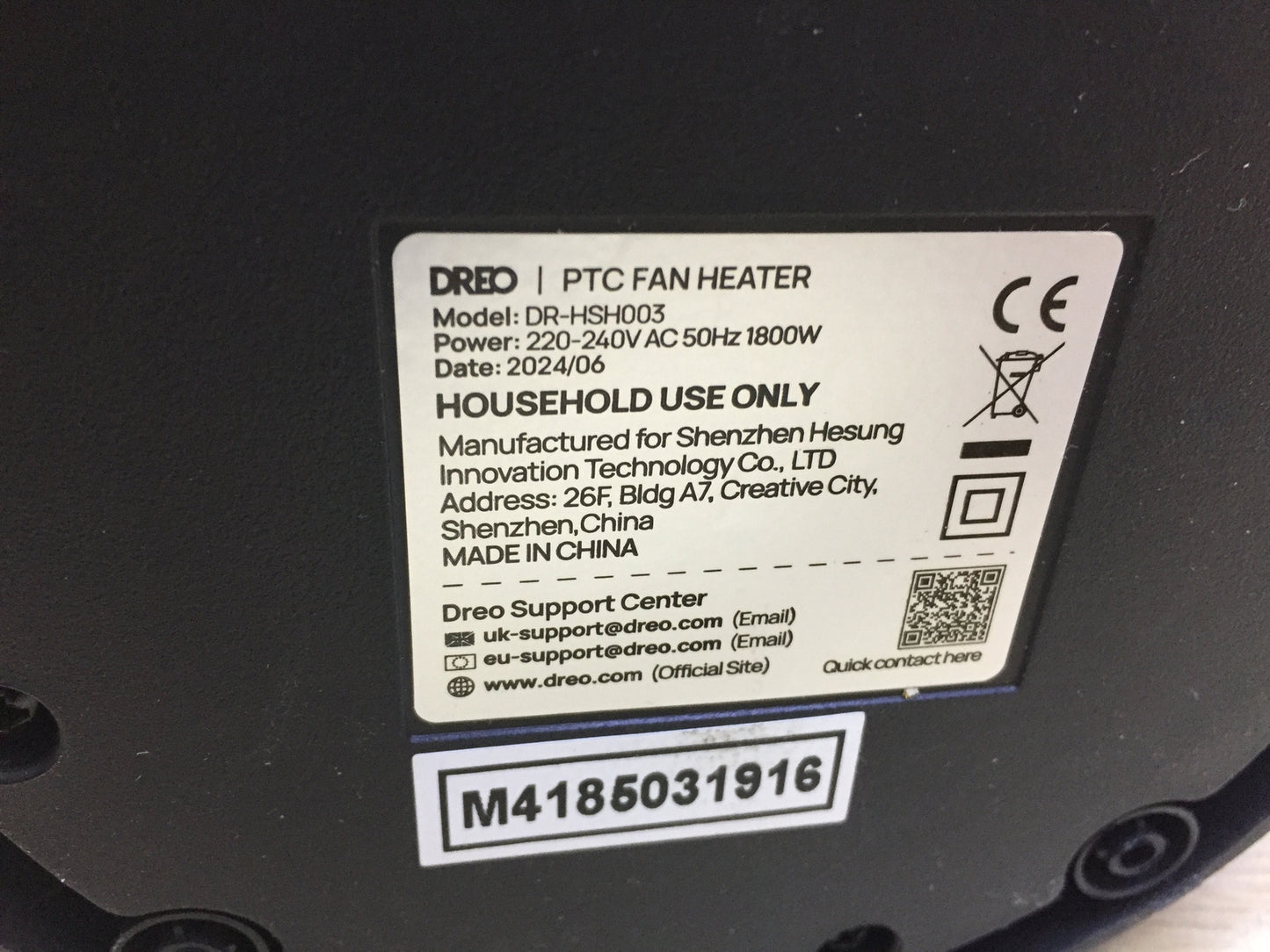 Dreo DR-HSH003 Fan Heater Energy Saving, Quiet, I32175