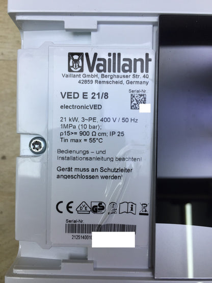 Vaillant elektronischer Durchlauferhitzer VED E 21/8, 21kW, 400V, EEK:A, I34242
