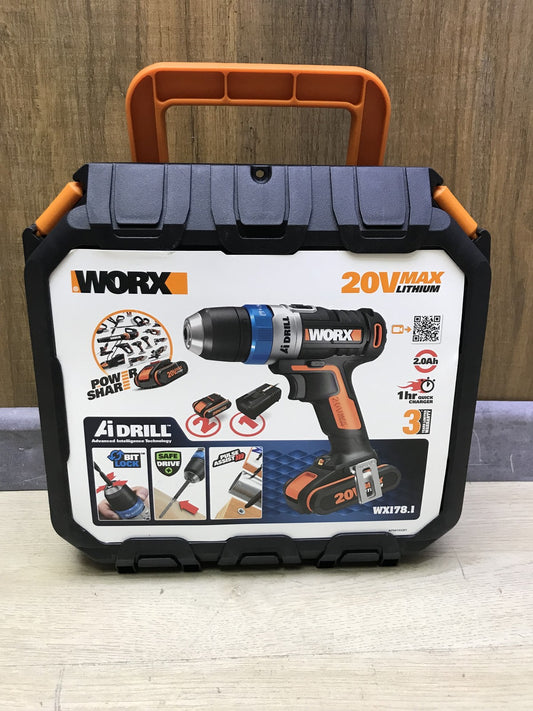 Worx WX178.1 Akku-Bohrschrauber 20V, inkl. 2x Akku 2,0Ah 20V, I32988