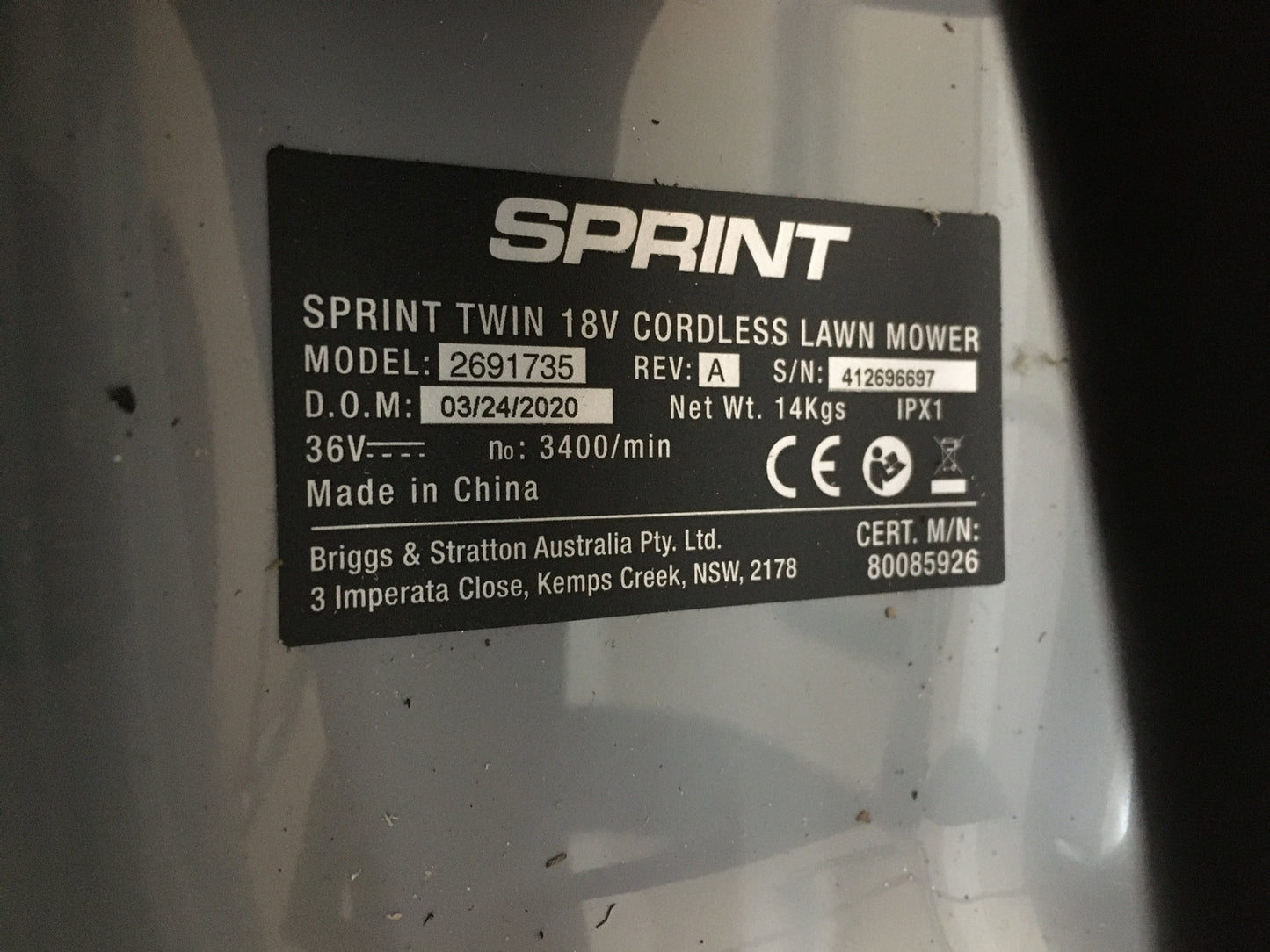 Sprint 2691735 Akku-Rasenmäher 44 cm, ohne Akku, I08734