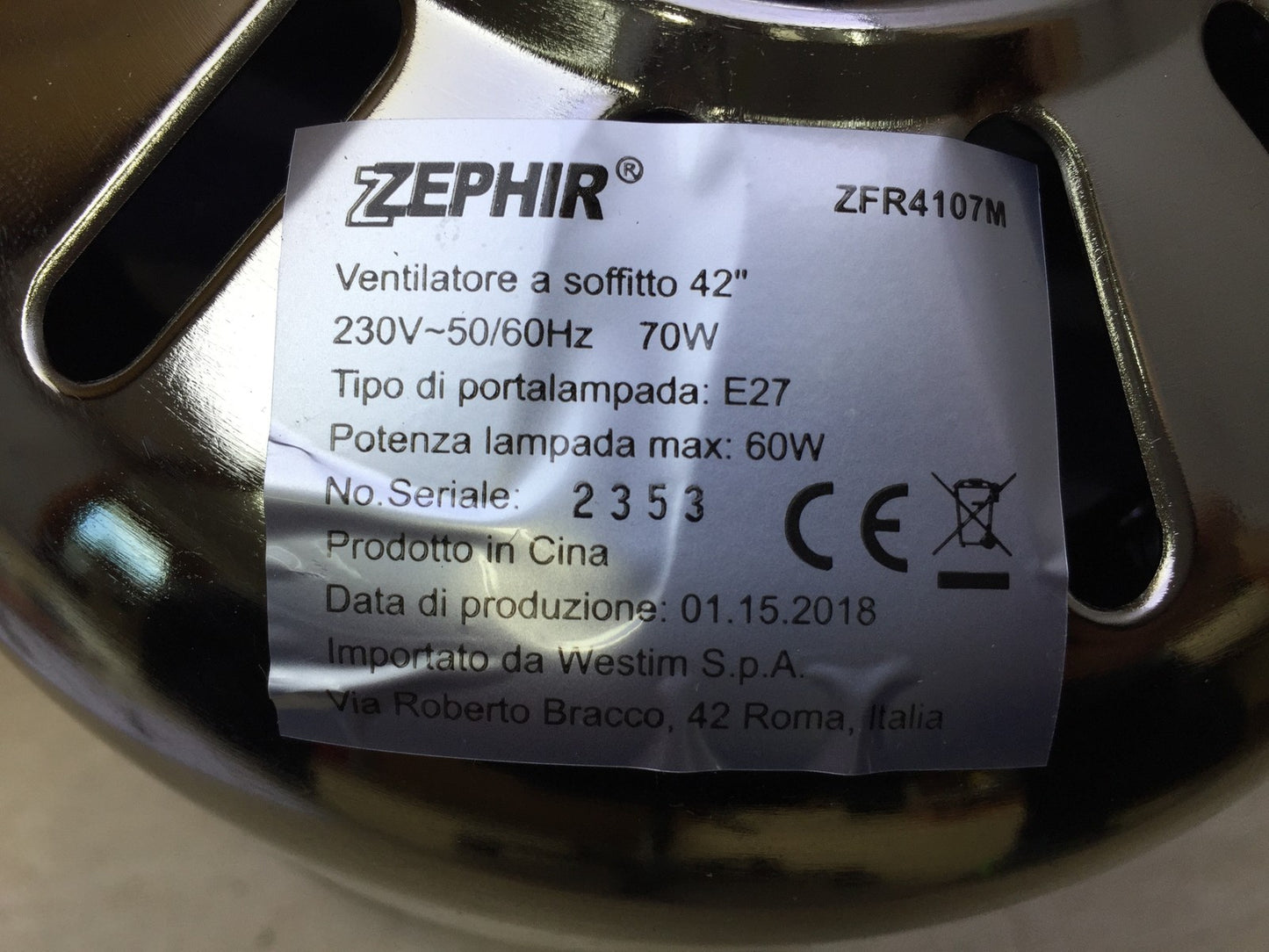 Zephir ZFR4107M Deckenventilator, braun, I33282