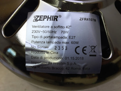 Zephir ZFR4107M Deckenventilator, braun, I33282