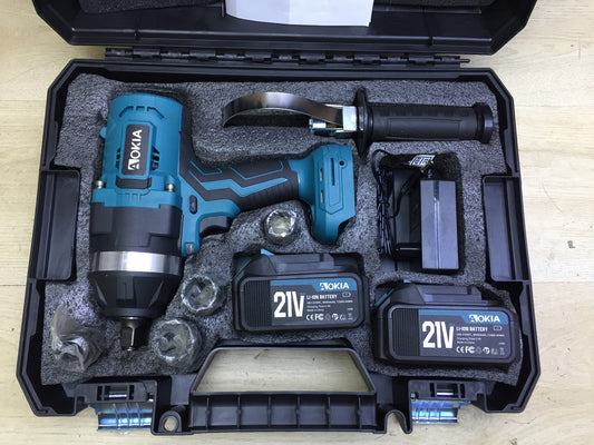 Aokia FH-8821B cordless impact wrench, including 2x 21V 4.0Ah batteries and charger, I33247