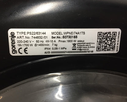 Gorenje G400 WPNEI74A1TS Waschmachine Frontlader 7 kg Dampffunktion ConnectLife
