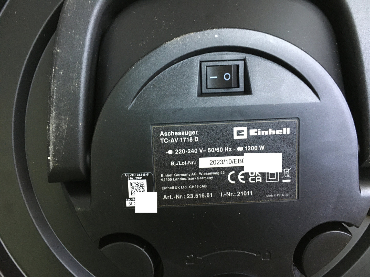 Einhell 2351661 Aschesauger TC-AV 1718 D, 1.200 W, 18 L, I30311