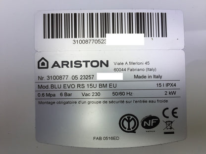 Ariston Blu Evo RS 15U BM EU Warmwasserspeicher 15L (3100877), EEK:B, I33009