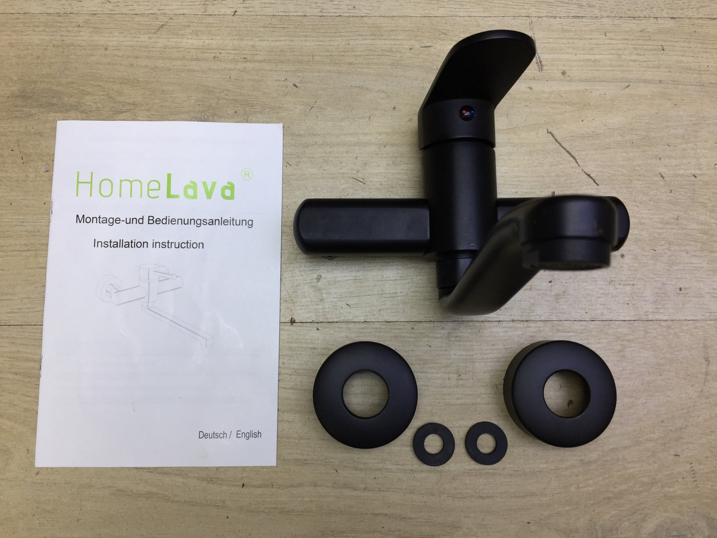 HomeLava Wasserhahn Einhebelmischer Küchenarmatur Schwarz 200 mm, I32873