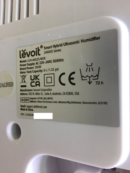 LEVOIT LUH-A602S Luftbefeuchter LV600S, 6L, bis 40–70 m², I31834
